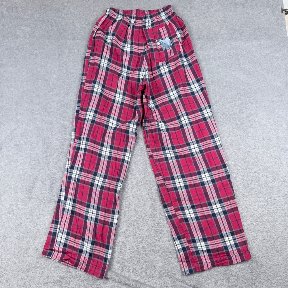 Disney Store Vintage Eeyore Plaid Flannel Pajama Pants Red Navy Small S